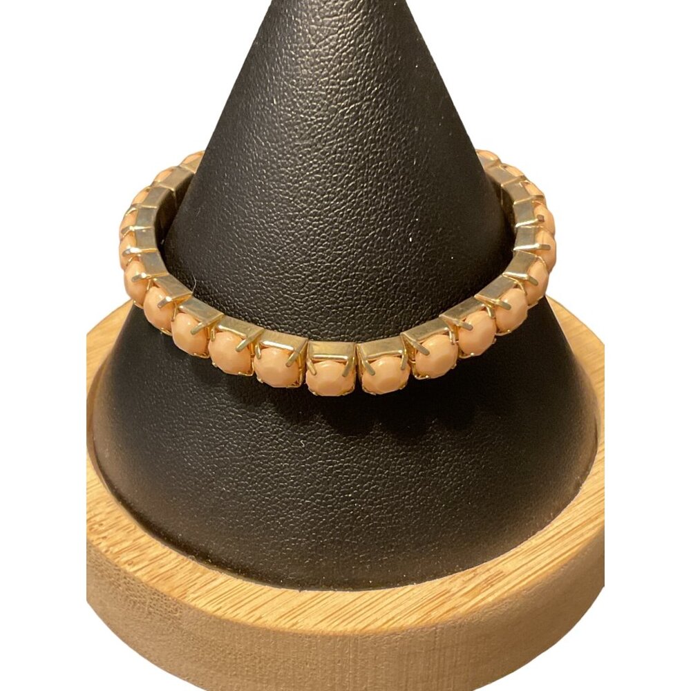 Vintage Pink Bead Bracelet With Gold Accents